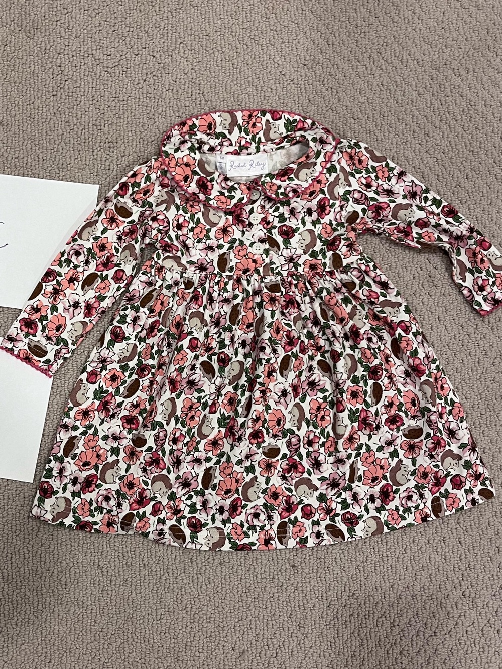 Rachel Riley Pink Floral Long-Sleeve Dress